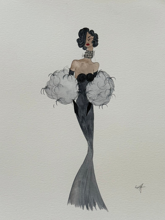 Black Marabou & Diamonds